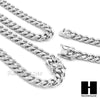 14k White Gold Finish 6mm Miami Cuban Link Chain Necklace Bracelet Various Set C - Raonhazae