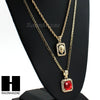 MENS RED RUBY / LION PENDANT 24" 30" ROPE CUBAN CHAIN NECKLACE SET S35 - Raonhazae