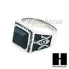 MEN 316L STAINLESS STEEL BLACK ONYX STONE SILVER BLACK RING SIZE 8-12 SR015S - Raonhazae