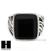 MEN STAINLESS STEEL HIP HOP ANTIQUE SILVER BLACK ONYX RING 8-12 SR028CL - Raonhazae