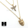 MEN ANGEL & KING LION PENDANT BOX CUBAN CHAIN DOUBLE NECKLACE SET SD05 - Raonhazae
