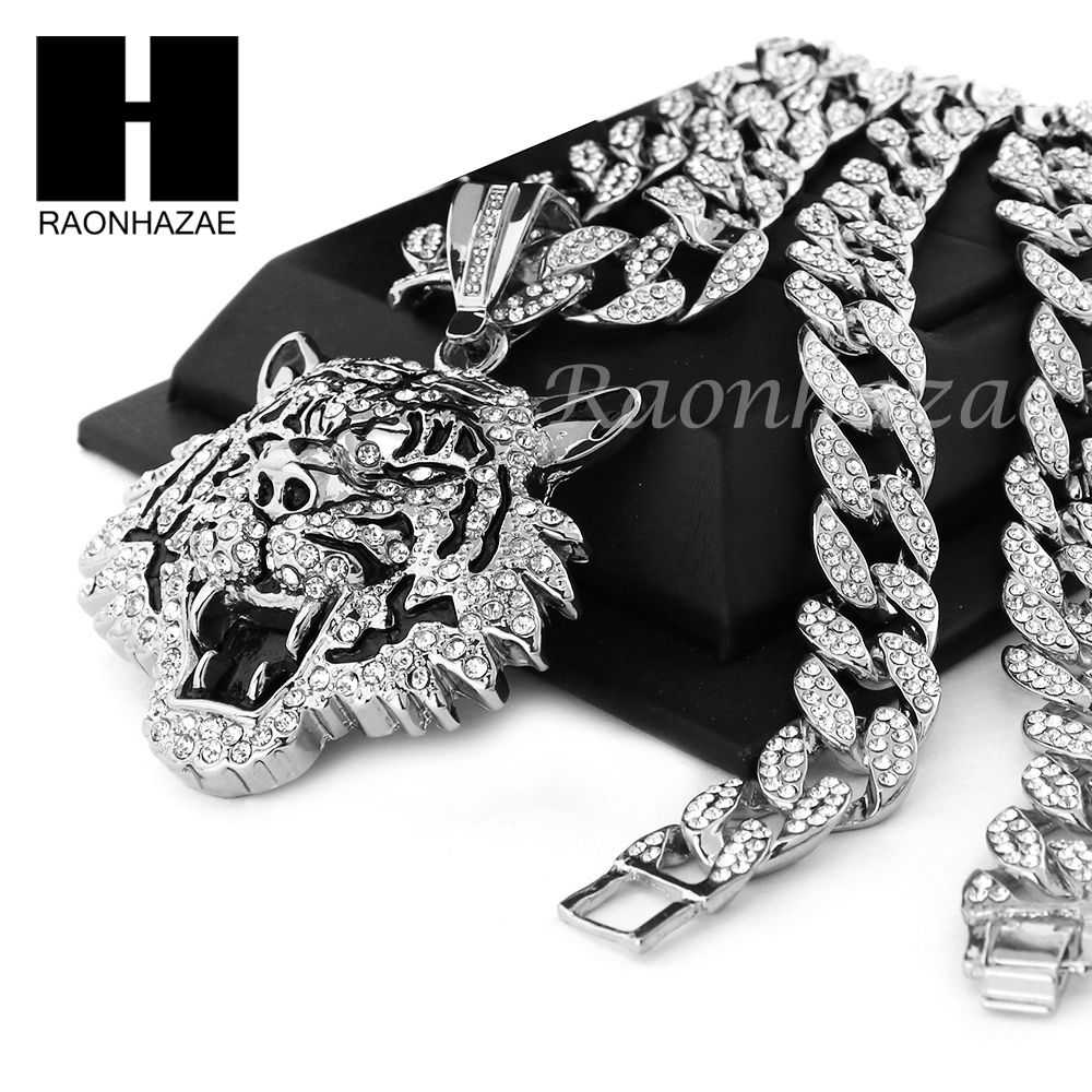 Mens 14k Plated DRAKE TIGER Pendant w/ 30 - Main Image