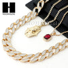 RUBY KING TUT PENDANT 24" 30" CUBAN LINK ROPE CUBAN NECKLACE SET D023 - Raonhazae