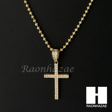 Sterling Silver .925 AAA Lab Diamond Jesus Cross w/2.5mm Moon Chain S33 - Raonhazae