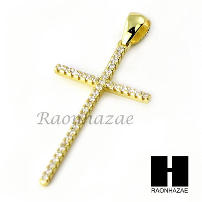 Sterling Silver .925 AAA Lab Diamond Flat Cross w/2.5mm Moon Chain S32 - Raonhazae