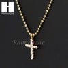 Sterling Silver .925 AAA Lab Diamond Jesus Cross w/2.5mm Moon Chain S30 - Raonhazae