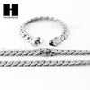 14k White Gold Finish Heavy 12mm Miami Cuban Link Chain Necklace Bracelet Set E - Raonhazae