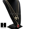 RUBY HANDGUN PLUG PENDANT 24" 30" ROPE BOX CUBAN CHAIN NECKLACE SET S02 - Raonhazae