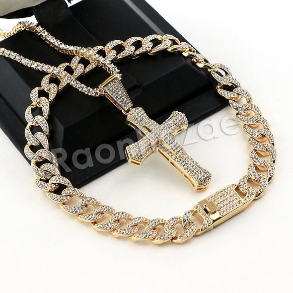 Hip Hop Quavo CROSS Miami Cuban Choker Tennis Chain Necklace L06 - Raonhazae