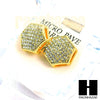 Hip Hop Drake Gold PT Micro Pave 15mm Big Bling Hexagon Earrings GE137G - Raonhazae