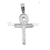 Sterling Silver .925 AAA Lab Diamond Bling Ankh Cross w/2.5mm Moon Cut Chain S53 - Raonhazae