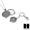 Silver 5X Magnifying Glass Round Filigree Key Chain Pendant Chain Necklace Set SJ3S - Raonhazae