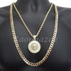 LION ROUND ROPE CHAIN DIAMOND CUT 30" CUBAN CHAIN NECKLACE SET G26 - Raonhazae