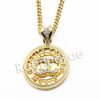 Mens Brass Gold Yachty QC Charm Pendant w/ 5mm 24" 30" Cuban Chain A06G - Raonhazae