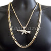 MENS AK47 CHARM ROPE CHAIN DIAMOND CUT 30" CUBAN CHAIN NECKLACE SET G33 - Raonhazae