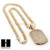 HIP HOP DOG TAG PAVE PENDANT DIAMOND CUT CUBAN LINK CHAIN NECKLACE N38 - Raonhazae