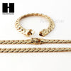 14k Gold Finish Heavy 9mm Miami Cuban Link Chain Necklace Bracelet Various SetF - Raonhazae