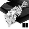 Men Praying Hands Holding Cross Pendant 30" Heavy Cuban Link Chain 43 - Raonhazae