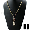 LAB DIAMOND GOLD CUBAN CHAIN RED RUBY KING TUT PHARAOH ANKH NECKLACES - Raonhazae