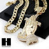 HIP HOP PRAYING HANDS PENDANT 20" 24" 30" CUBAN LINK CHAIN NECKLACE N37 - Raonhazae