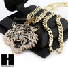 MENS HIP HOP TIGER PENDANT & DIAMOND CUT CUBAN LINK CHAIN NECKLACE NN57 - Raonhazae