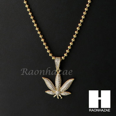 Sterling Silver .925 AAA Lab Diamond Marijuana 2.5mm Moon Chain SS18 - Raonhazae