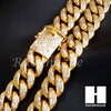 18K Gold Lab Diamond Cuban Link Chain 15mm Bling 24" 30" Necklace L01 - Raonhazae