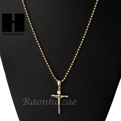 Sterling Silver .925 Jesus of Nazareth Cross w/ 2.5mm Moon Chain SS016 - Raonhazae