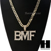 MENS HIP HOP BMF PENDANT & DIAMOND CUT CUBAN LINK CHAIN NECKLACE NN42 - Raonhazae