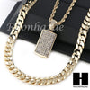 MEN DOG TAG ROPE CHAIN DIAMOND CUT 30" CUBAN LINK CHAIN NECKLACE S05G - Raonhazae