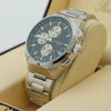 Silver PT Designer Bezel Metal Band Round Watch Diamond Cut Cuban Bracelet G89S - Raonhazae
