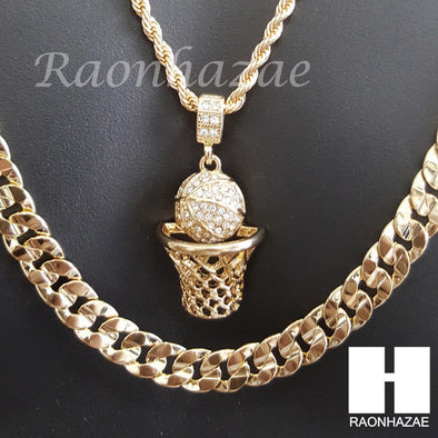 BASKETBALL ROPE CHAIN DIAMOND CUT 30" CUBAN LINK CHAIN NECKLACE S60 - Raonhazae