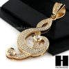 MENS G Clef MUSIC PENDANT & DIAMOND CUT CUBAN LINK CHAIN NECKLACE NN56 - Raonhazae
