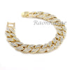 MEN 14K GOLD PT LUXURY BLING WATCH CUBAN BRACELET COMBO SET FM10G - Raonhazae