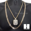 DOG TAG CHARM ROPE CHAIN DIAMOND CUT 30" CUBAN CHAIN NECKLACE SET G5 - Raonhazae