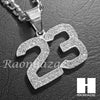 316L Stainless steel Silver Bling Number 23 w/ 5mm Cuban Chain SG5 - Raonhazae