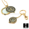 Gold 5X Magnifying Glass Tree of Life Key Chain Pendant Chain Necklace Set SJ4G - Raonhazae