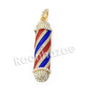 Men Bling Gold Barber Shop Pendant w/ 5mm 24" 30" Brass Cuban Chain A12 - Raonhazae