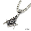 NEW VINTAGE MENS FREEMASON MASONIC PENDANT 5mm 24" FIGARO CHAIN SSP035T - Raonhazae