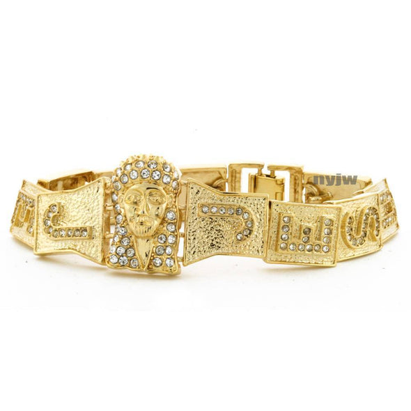 NEW JESUS FACE GOD GOLD PLATED MICRO PAVE SIMULATED DIAMOND 8.5 BRACELET KB017G - Raonhazae