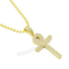 Sterling Silver .925 AAA Lab Diamond Bling Ankh Cross w/2.5mm Moon Cut Chain G53 - Raonhazae