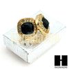 HipHop RICK ROSS Gold Tone Micro pave Onyx Black Stone Earrings GE133G - Raonhazae