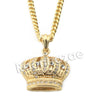 Mens Brass Bling King Crown Pendant w/ 5mm 24" 30" Cuban Chain A02 - Raonhazae