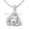 Sterling Silver .925 AAA Lab Diamond Smiling Buddha w/2.5mm Moon Cut Chain S052 - Raonhazae