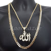 ALLAH CHARM ROPE CHAIN DIAMOND CUT 30" CUBAN CHAIN NECKLACE SET G48 - Raonhazae