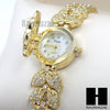 Women Luxury Watch Golden Rose w/ Lab Simulated Diamond Bracelet Watch - Raonhazae