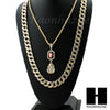 LAB DIAMOND GOLD CUBAN CHAIN RED RUBY KING TUT PHARAOH ANKH NECKLACES - Raonhazae