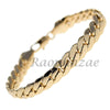 Men 14K Gold PT Round Bezel Metal Band Watch 10mm Gold Miami Cuban Bracelet H85G - Raonhazae