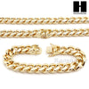 Men 14k Gold Finish Heavy 15mm Miami Cuban Link Chain Necklace Bracelet 9" 30" A - Raonhazae