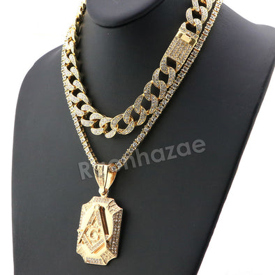 Hip Hop Quavo Freemason Miami Cuban Choker Chain Tennis Necklace L31 - Raonhazae